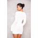 White Crinkle Texture Long Sleeve Bodycon Dress White Crinkle Texture Long Sleeve Bodycon Dress
