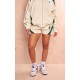 Cream Embroidered Graphic Contrast Runner Shorts Cream Embroidered Graphic Contrast Runner Shorts