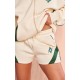 Cream Embroidered Graphic Contrast Runner Shorts Cream Embroidered Graphic Contrast Runner Shorts