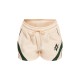 Cream Embroidered Graphic Contrast Runner Shorts Cream Embroidered Graphic Contrast Runner Shorts