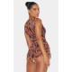 Brown Animal Printed Mesh Rara Romper Brown Animal Printed Mesh Rara Romper