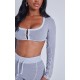 Shape Light Grey Washed Cotton Hook And Eye Long Sleeve Crop Top Shape Light Grey Washed Cotton Hook And Eye Long Sleeve Crop Top