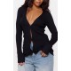 Black Knitted Ribbed Long Sleeve Cardigan Black Knitted Ribbed Long Sleeve Cardigan