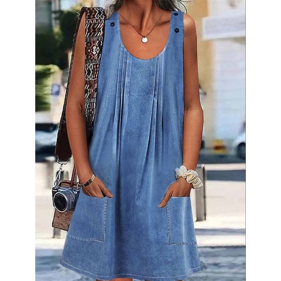 Casual Dress Denim Overall Pinafore Dress Mini Dress Denim Basic Modern Outdoor Daily U Neck Button Pocket Sleeveless Summer Spring 2023 Loose Fit Blue Plain S M L XL 2XL – PRYCUS MITCHELL INC Casual Dress Denim Overall Pinafore Dress Mini Dress Denim Basic Modern Outdoor Daily U Neck Button Pocket Sleeveless Summer Spring 2023 Loose Fit Blue Plain S M L XL 2XL – PRYCUS MITCHELL INC
