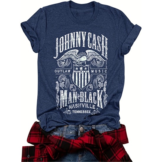 Vintage Country Music Festival Print T-Shirt, Retro Style Short Sleeve Crew Neck Casual Top For All Season, Women’s Clothing – PRYCUS MITCHELL INC Vintage Country Music Festival Print T-Shirt, Retro Style Short Sleeve Crew Neck Casual Top For All Season, Women’s Clothing – PRYCUS MITCHELL INC