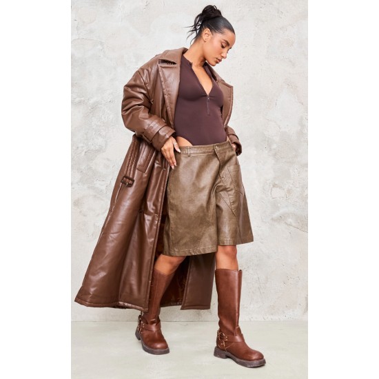 Coffee Contour Zip Up High Neck Bodysuit Coffee Contour Zip Up High Neck Bodysuit
