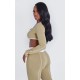 Shape Khaki Washed Cotton Hook And Eye Long Sleeve Crop Top Shape Khaki Washed Cotton Hook And Eye Long Sleeve Crop Top