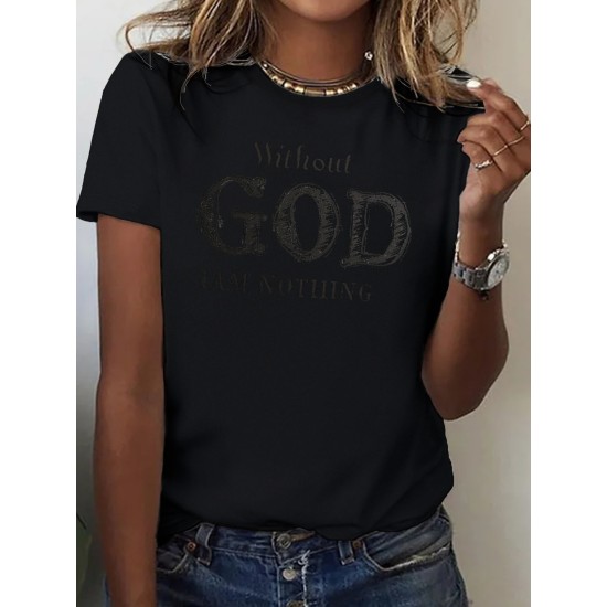Letter Print Crew Neck T-shirt, Casual Short Sleeve Top For Spring & Summer, Women’s Clothing – PRYCUS MITCHELL INC Letter Print Crew Neck T-shirt, Casual Short Sleeve Top For Spring & Summer, Women’s Clothing – PRYCUS MITCHELL INC