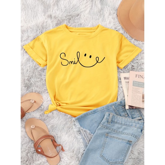 Letter Print Crew Neck T-Shirt, Casual Short Sleeve Top For Spring & Summer, Women’s Clothing – PRYCUS MITCHELL INC Letter Print Crew Neck T-Shirt, Casual Short Sleeve Top For Spring & Summer, Women’s Clothing – PRYCUS MITCHELL INC