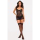 Black Lace Underwired Slip Dress Lingerie Set Black Lace Underwired Slip Dress Lingerie Set