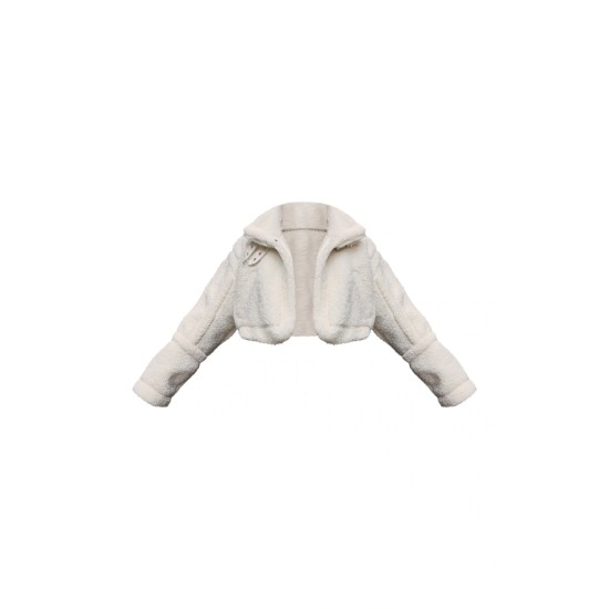 Cream Buckle Collar Borg Aviator Jacket Cream Buckle Collar Borg Aviator Jacket