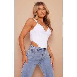 White Bandage Dip Hem Bust Cup Corset